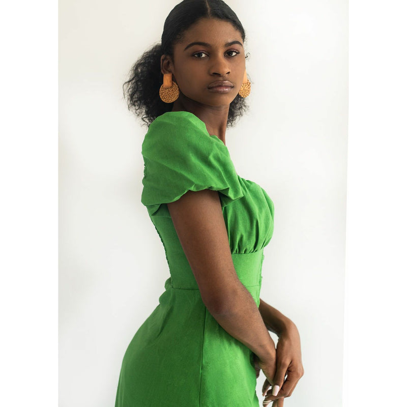 Catira Green Puff Sleeve Dress